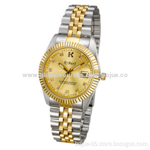 2014 Hot Sale, K-BURJ Golden Men's Business Wristwatches, Made of Stainless Steel